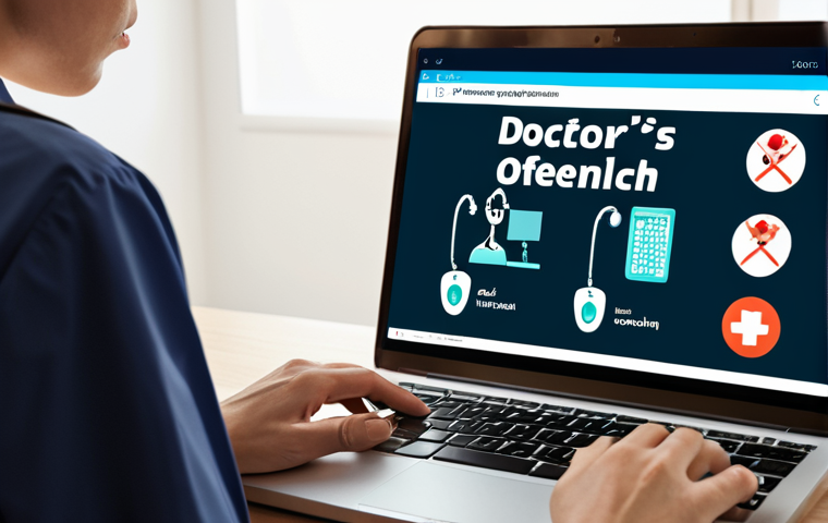 **
> A person looking frustrated while trying to navigate a confusing telehealth platform on their laptop. The screen is cluttered with icons and the video quality of a doctor's call is pixelated and buffering. In the background, a clear sign points towards a "Doctor's Office" implying a traditional alternative is more appealing.
**