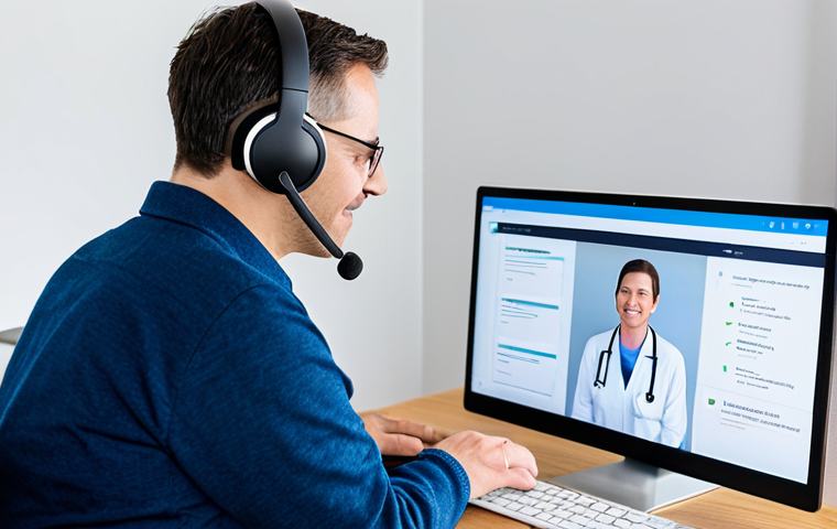 원격의료 서비스의 사용성 테스트 방법 - Remote Observation Setup**
A UX researcher wearing a professional headset, sitting at a desk in a b...