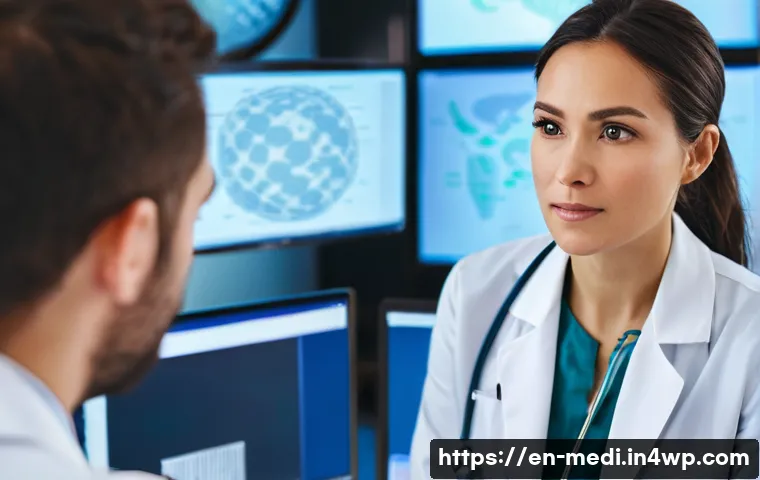 원격의료 서비스의 의료법적 고려사항 - **Telehealth Licensing Across Borders:** A professional female doctor, appearing to be in her late 3...
